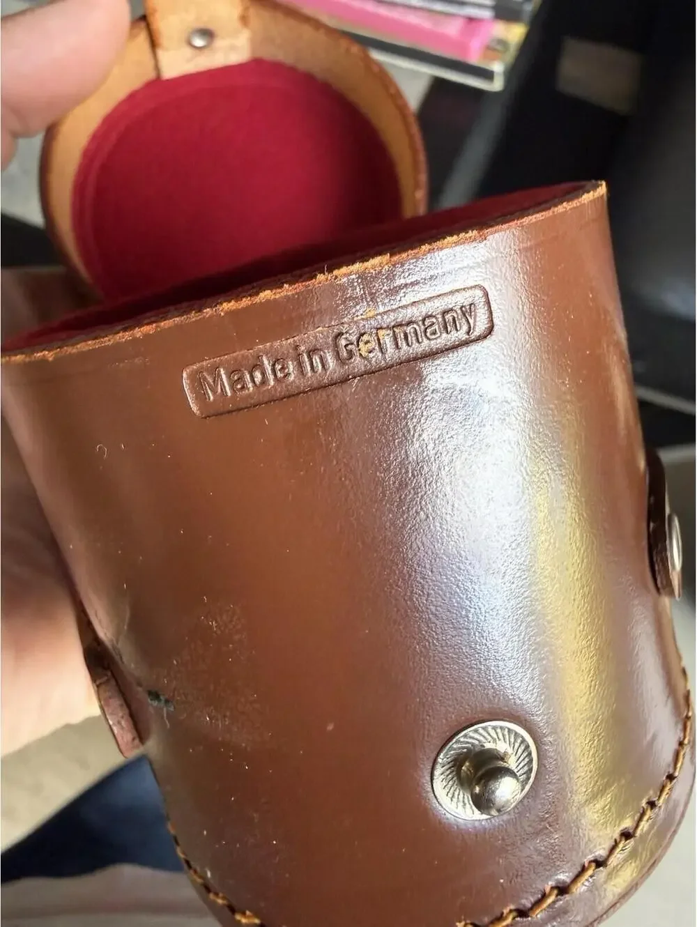 Vintage Schacht Ulm-Donau CAMERA leather Lens case , Made In Germany